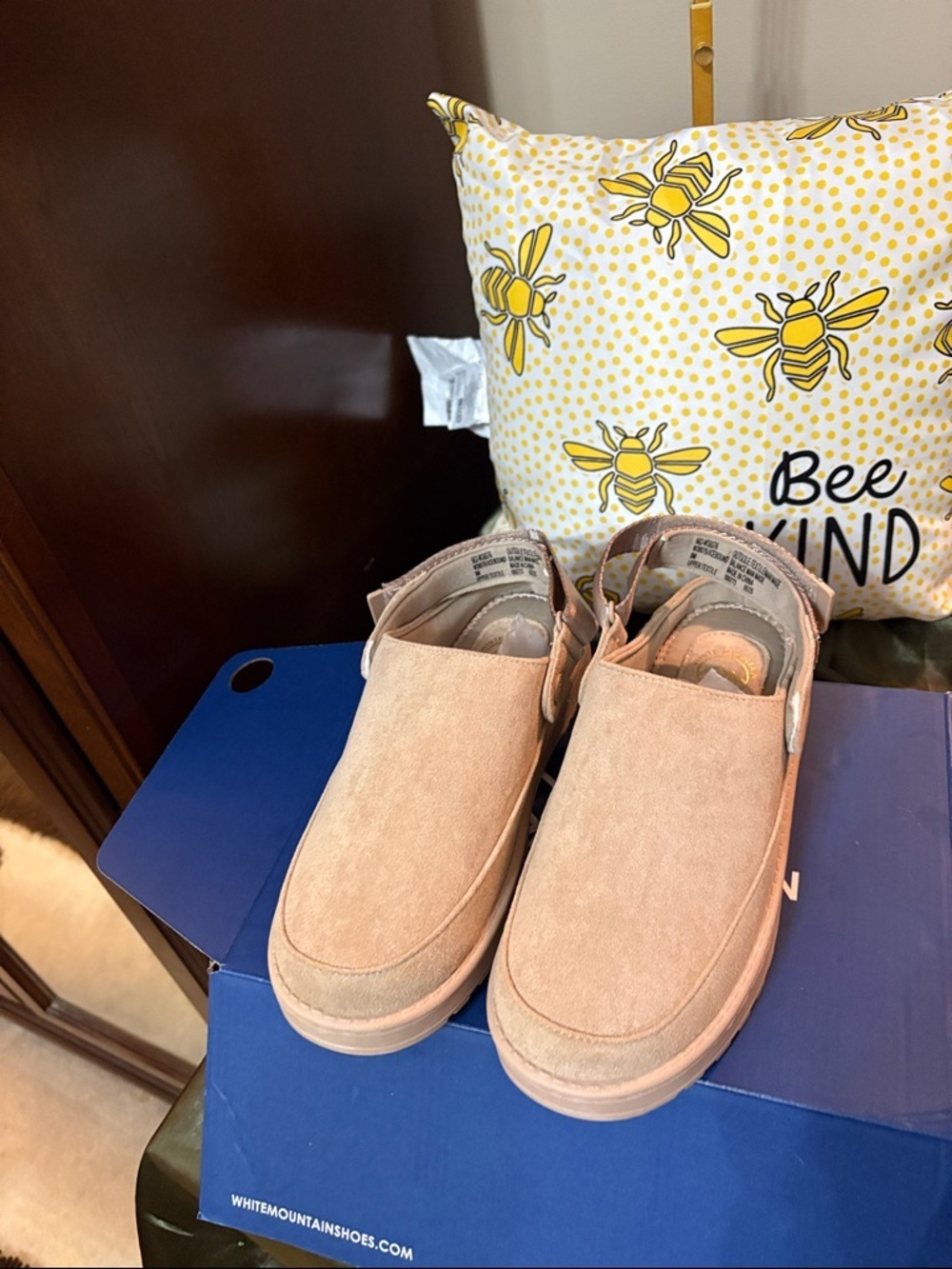 White Mountain Beige Suede Slip-On Clog